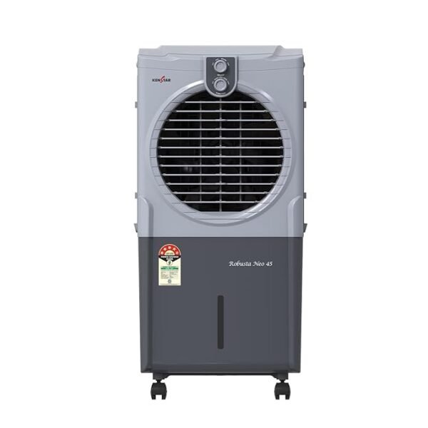 Kenstar Robusta Neo 45 Air Cooler|45L Tank | Honeycomb Cooling Pads|35" Air Throw|100W|3 Speed Control |Water Level Indicator I 5-Star BEE Rating|5-Star Warranty on Pump & Motor|Light Grey & Dark Grey