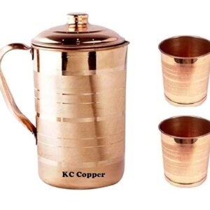 KC Pure Copper Jug for Health Benefits Drinking Water 2000 Ml with 2 Piece Copper Glasses 250 Ml